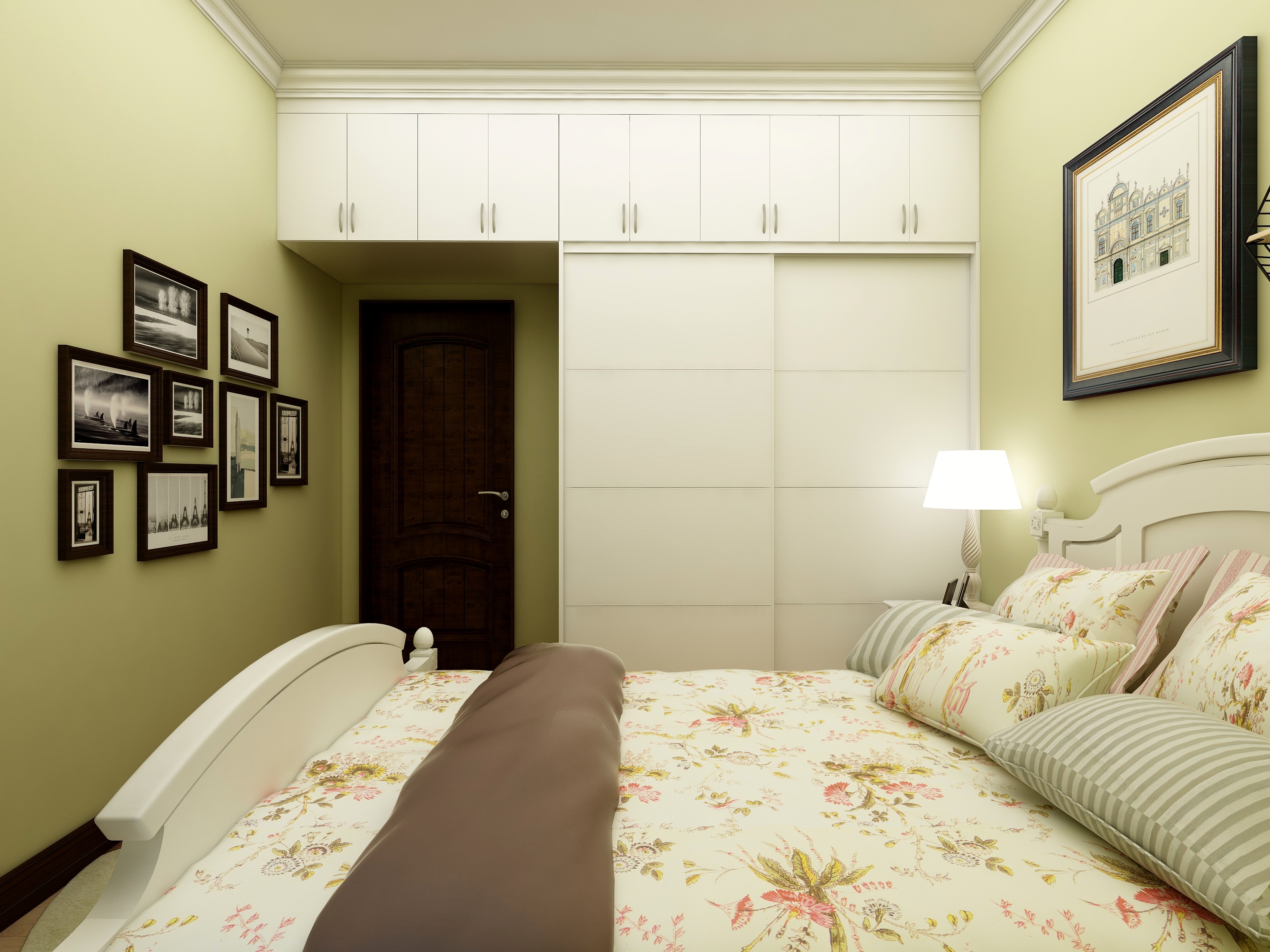 成爽-四川成都莱茵北郡-美式三居一层次卧装修效果图第3张