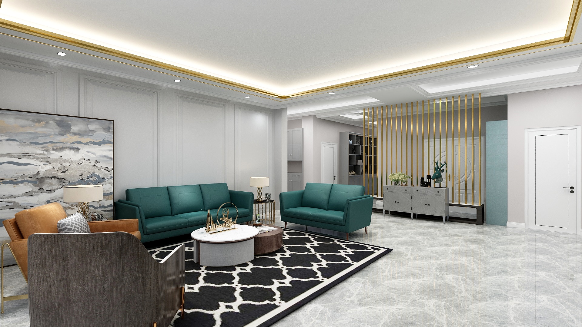 182****4350-260平方自建套房法式轻奢装修效果图