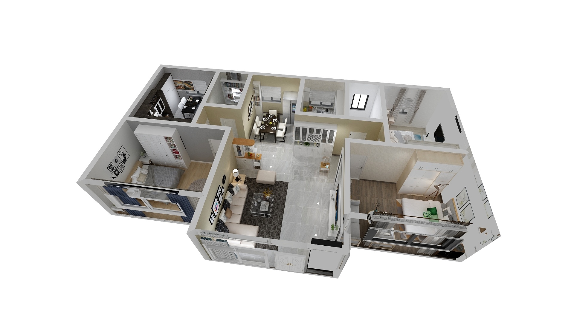 美居装饰史小龙-平房四间混搭效果图-装修设计方案