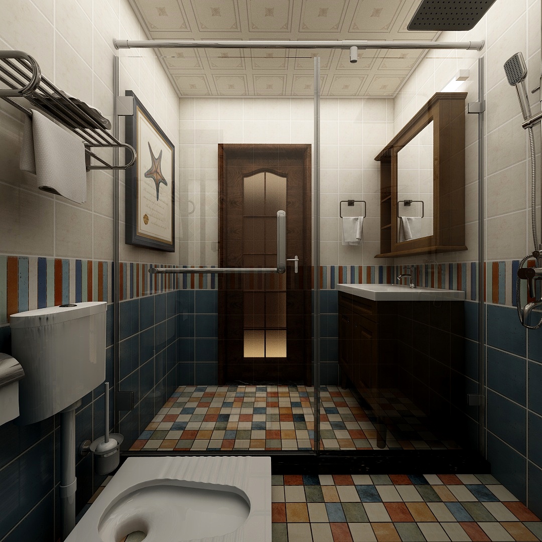 成爽-四川成都莱茵北郡-美式三居一层卫生间装修效果图第2张