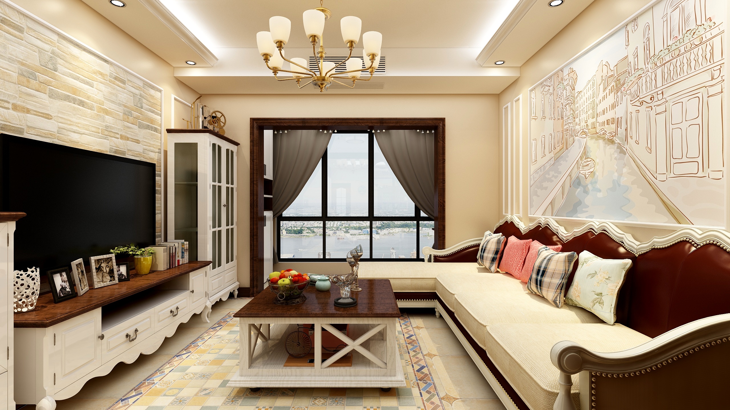 成爽-四川成都莱茵北郡-美式三居装修效果图