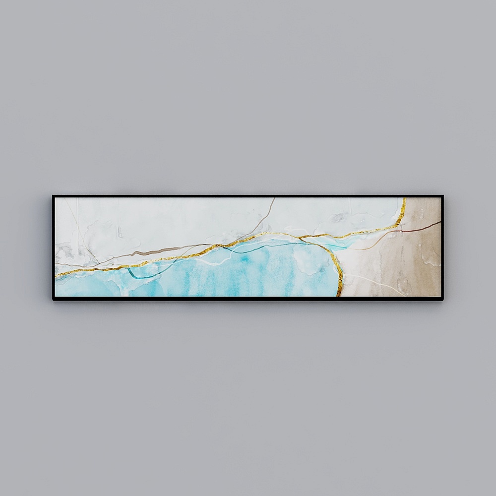 欧抽象水墨金箔线条卧室床头简约现代装饰画客厅挂画
