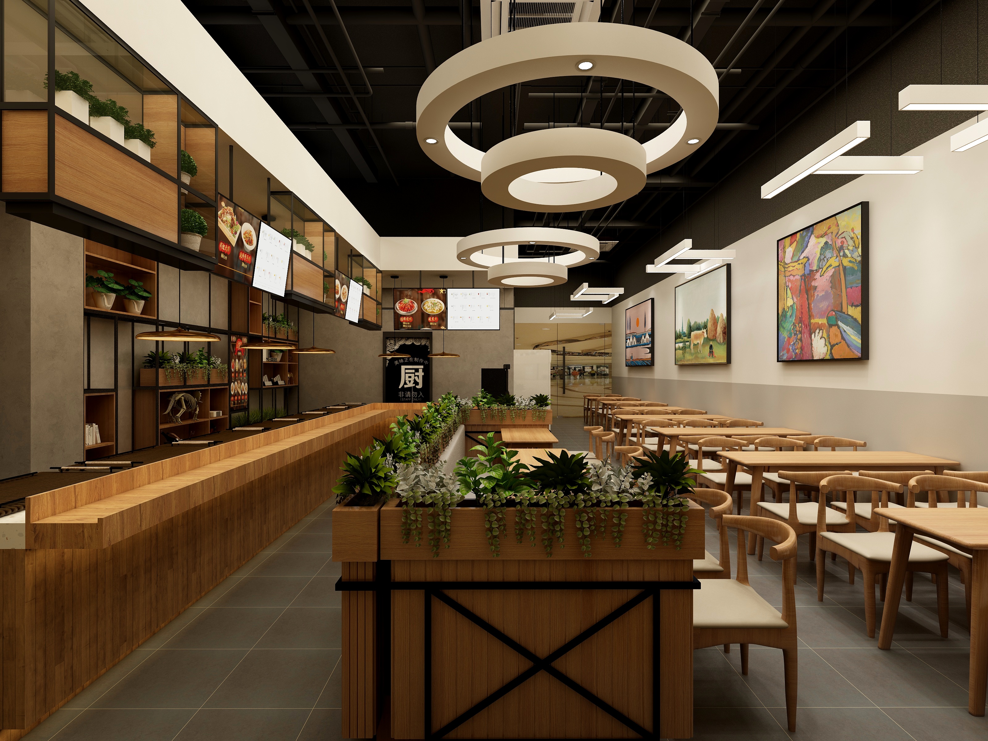 设计师小杨哥-154方工装自选餐厅装修效果图