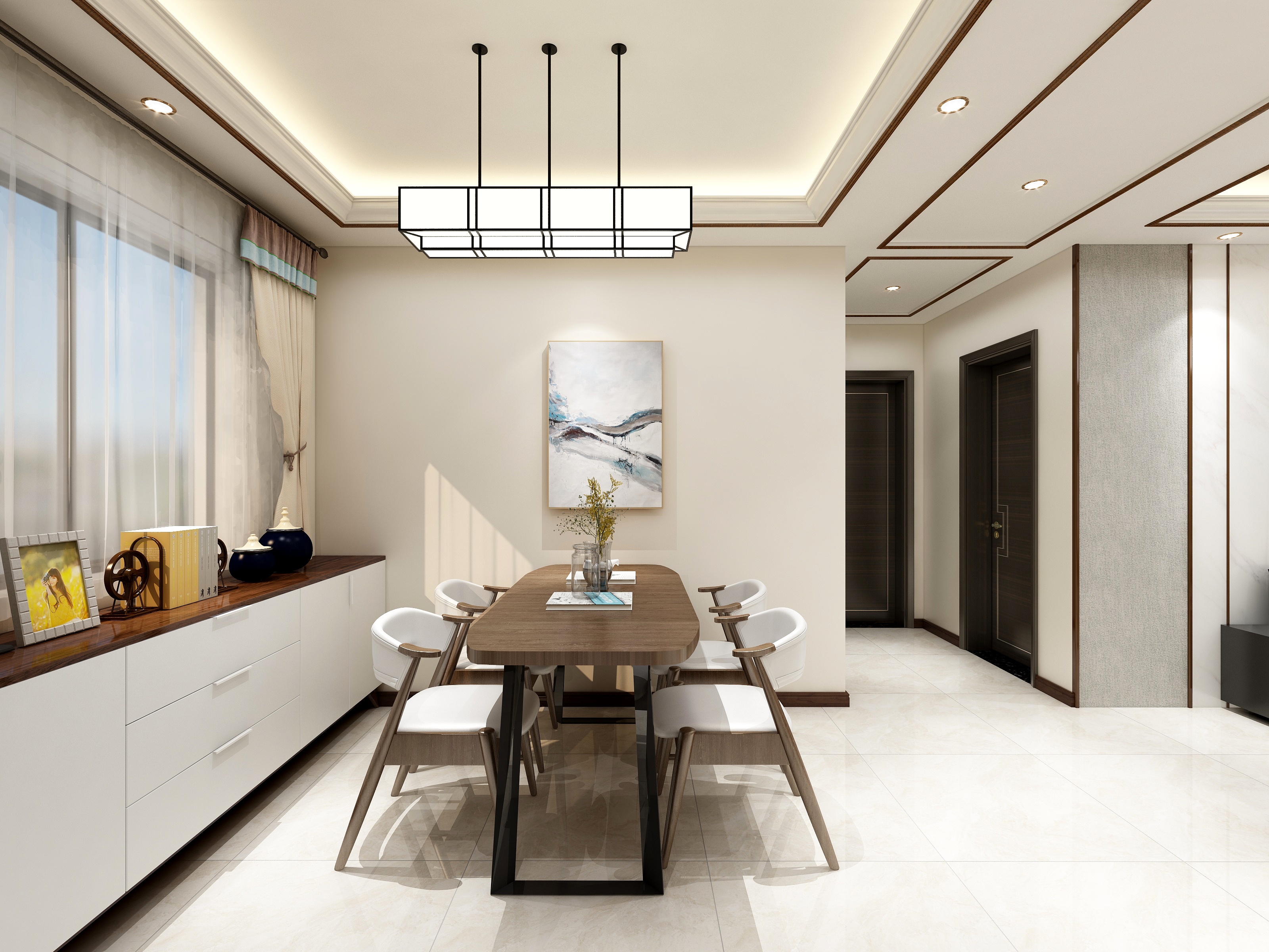 于得海-114方新中式三居装修效果图