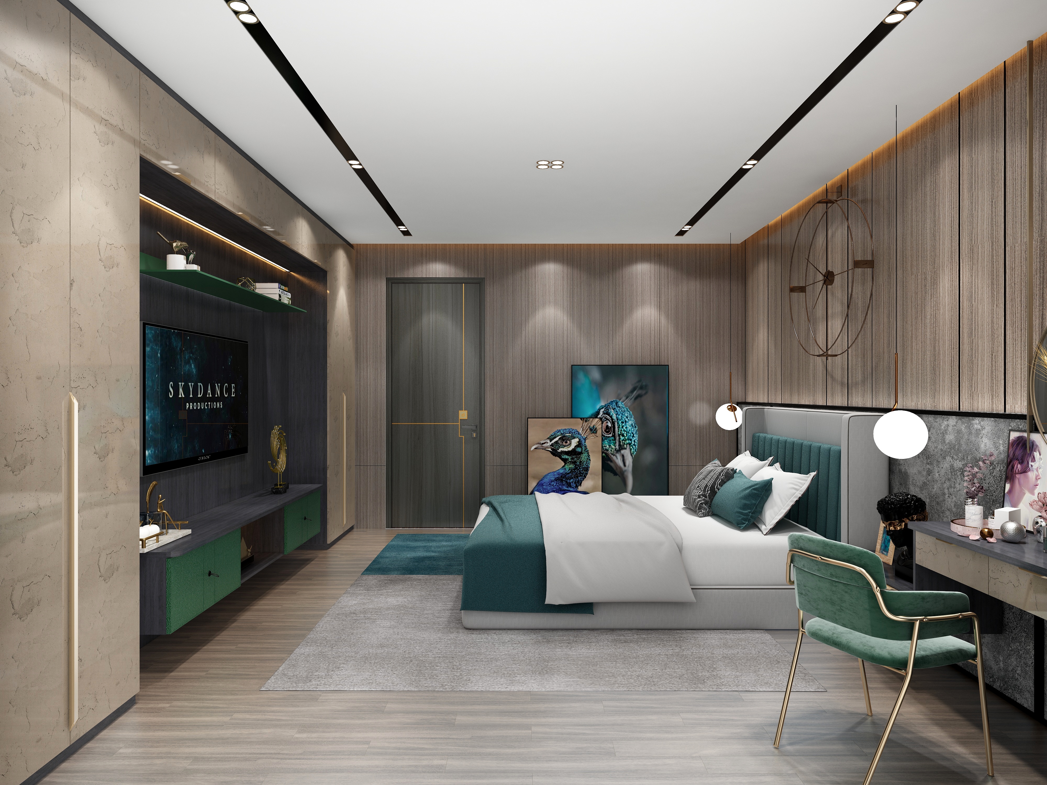 布凡设计1-意式轻奢《孔雀》装修效果图