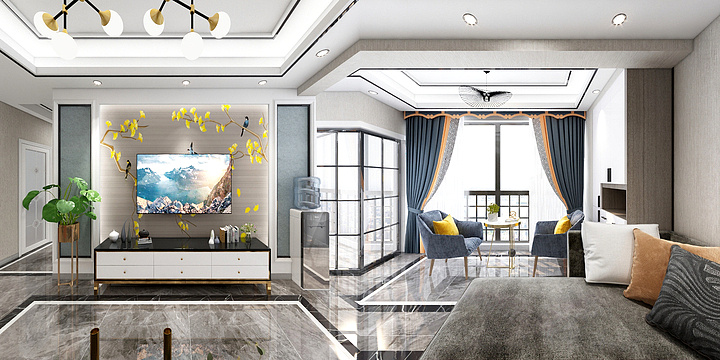 三台匠星装饰-长B3w电视墙2-装修设计方案