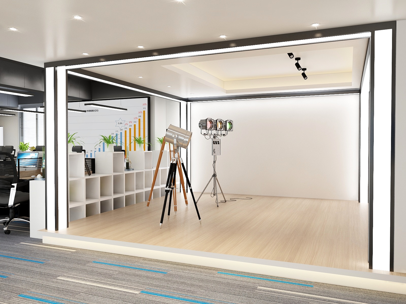 青木丿设计-四楼广告公司效果图-精美板-装修设计方案