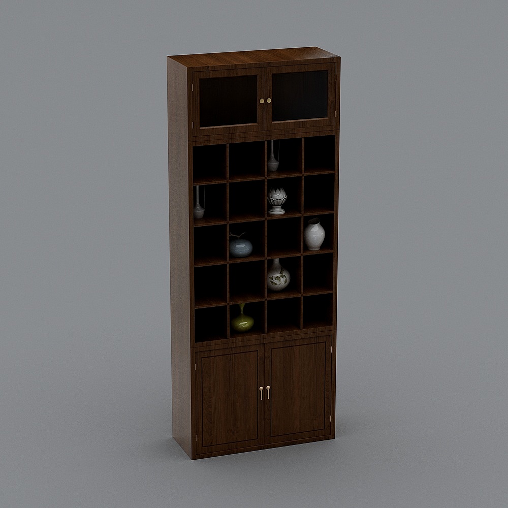 601-4茶水柜+配饰3D模型