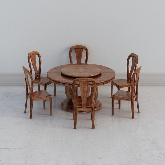 W601 Round Table 3D Model in Earth Color