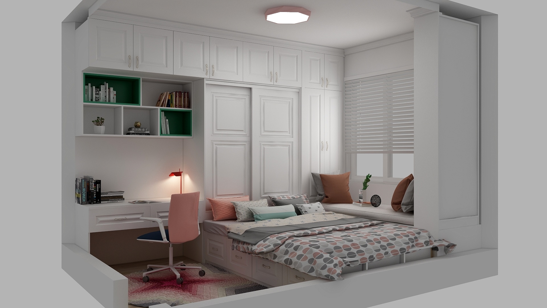 暄风迟日-据美联女孩房-装修设计方案