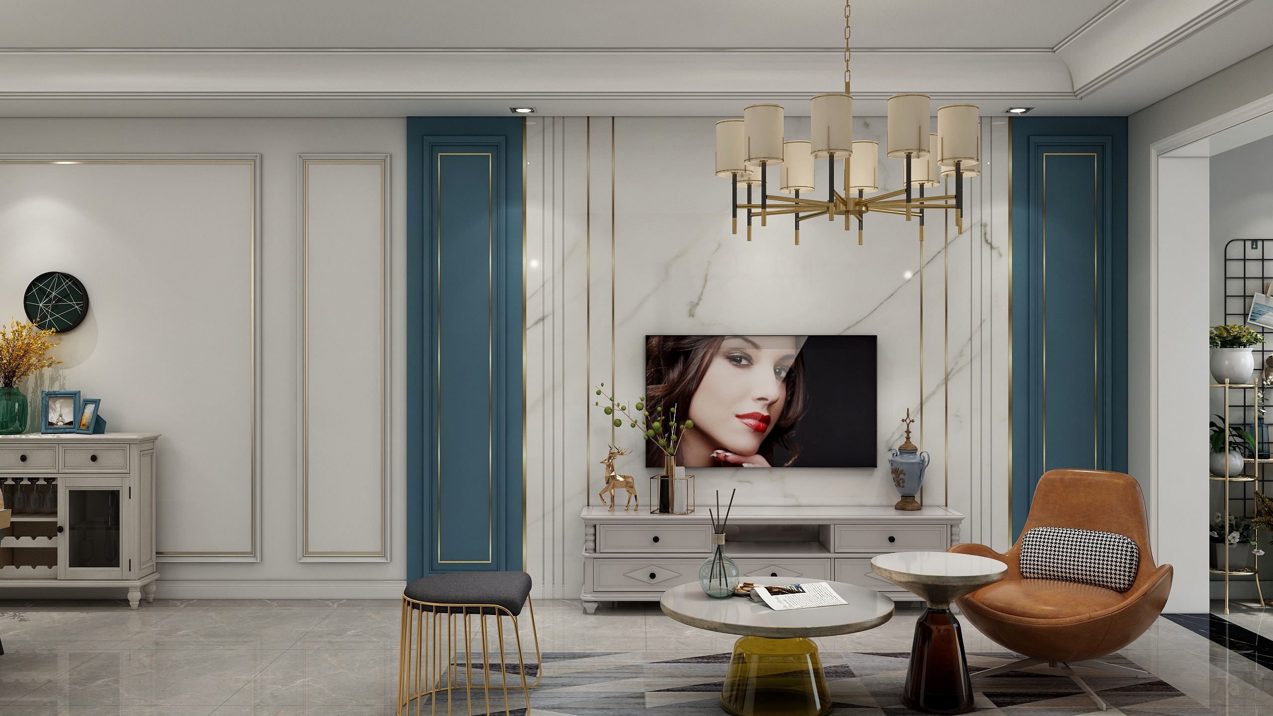 叁椿设计-113㎡混搭简美三室装修效果图