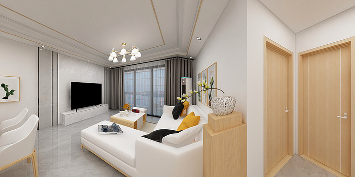 海南佰年和程建筑装饰工程有限公司-（海口）金盘名邸A1301-1室原木风效果图方案一-装修设计方案