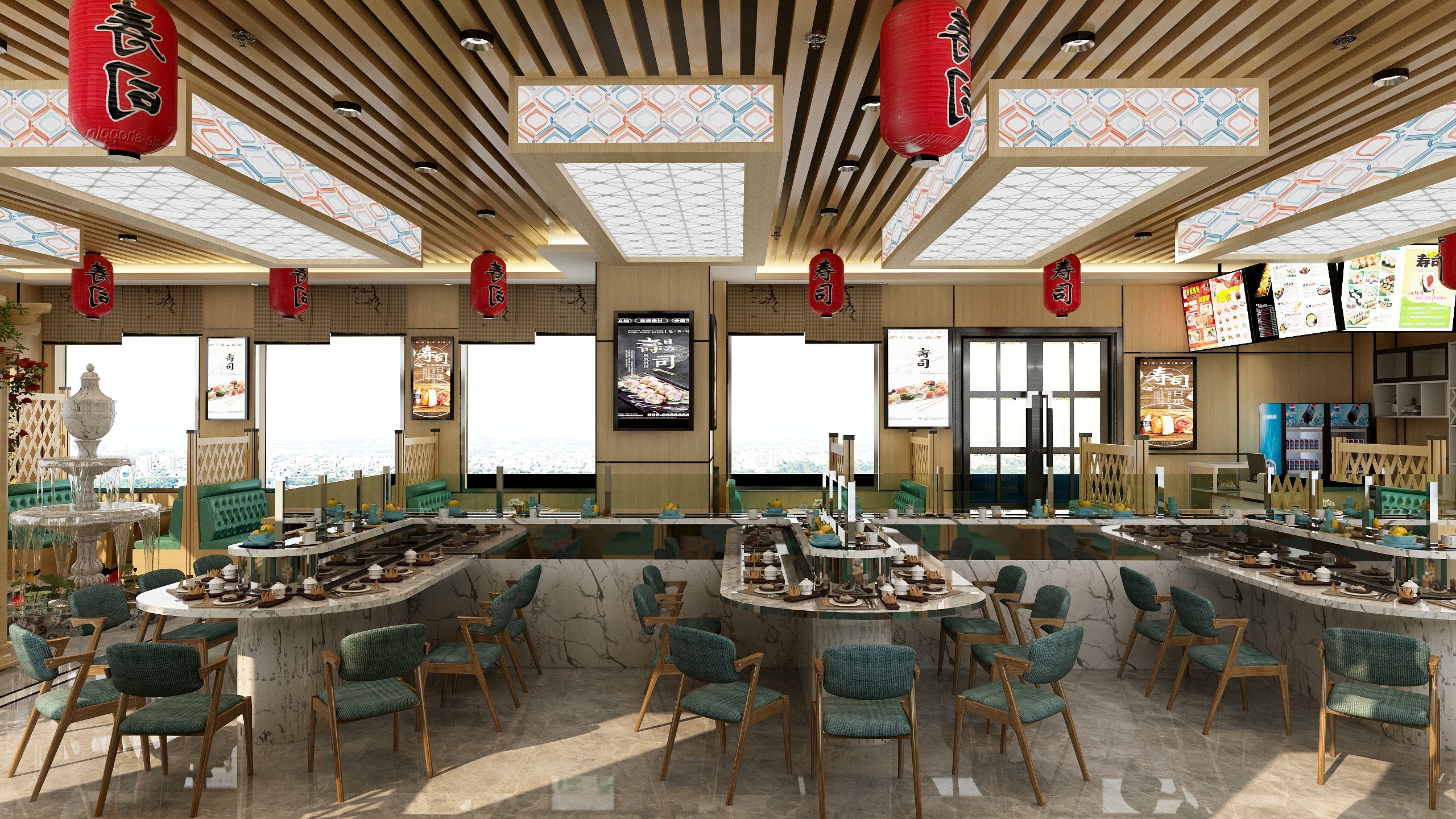 华夏杰装饰设计-禾昭寿司店-日式风格装修效果图