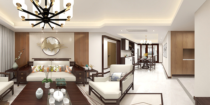 TTIME设计-美的明州院子132新中式-装修设计方案