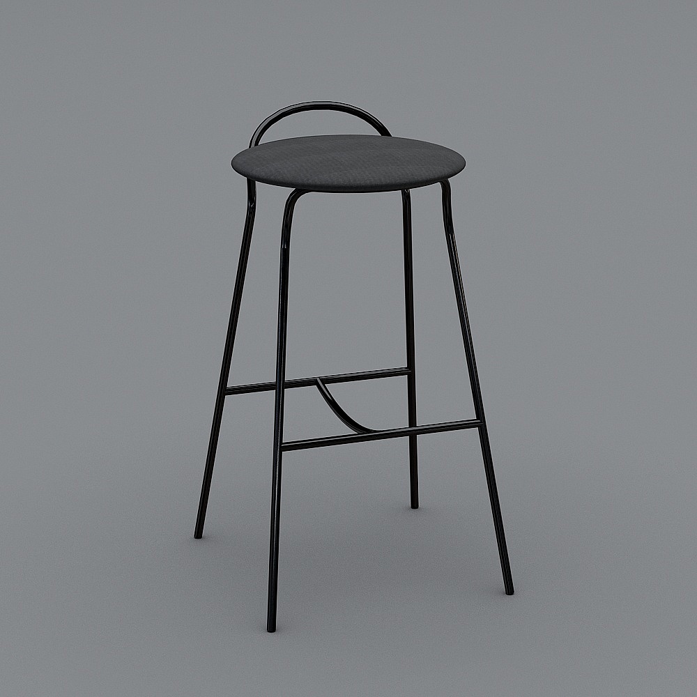 金属吧凳高-黑3D模型