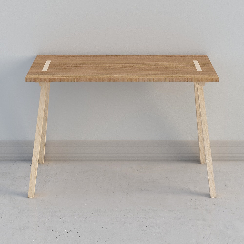 一方桌-胡桃木3D模型