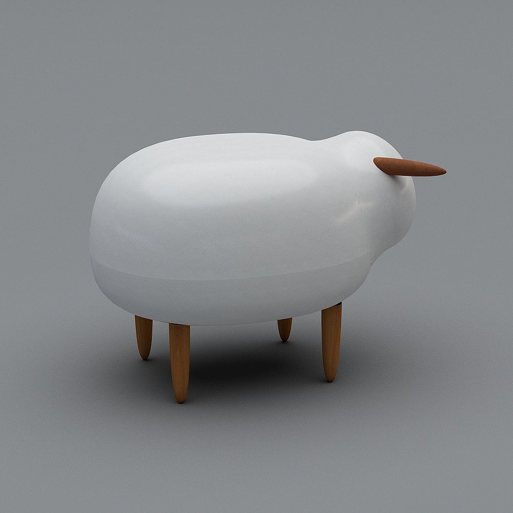小羊坐墩-白3D模型