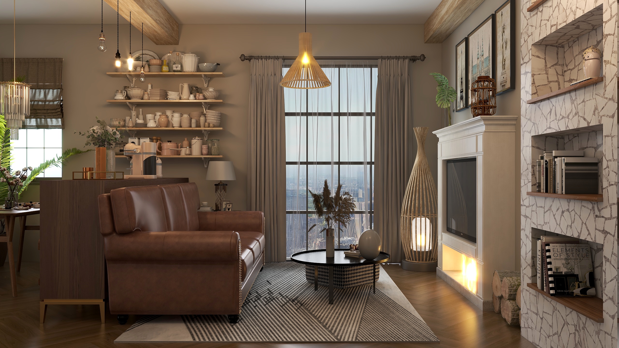 舒晓设计-59㎡古典禅意一居室装修效果图