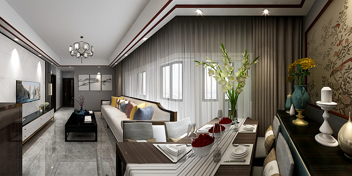 婉南装饰-瑞和园89.50㎡B户型3室2厅1卫-装修设计方案