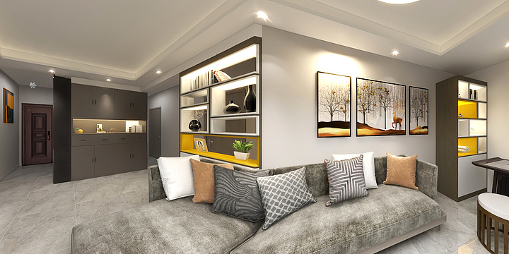 陌尐辉-乐享装饰89平米客厅效果-装修设计方案