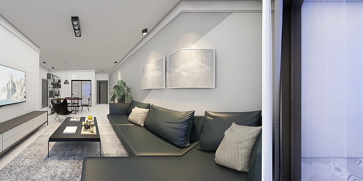 0林圆0-1-B1户型96平现代简约风格效果-装修设计方案