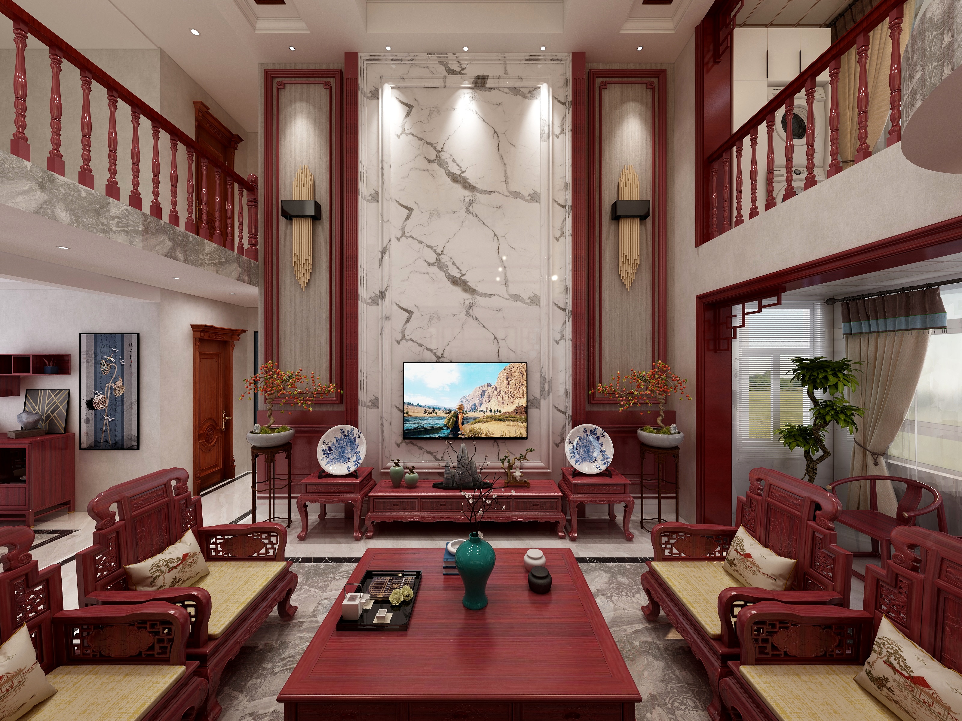 潍坊王斌装饰-临朐朱先生中式-装修设计方案