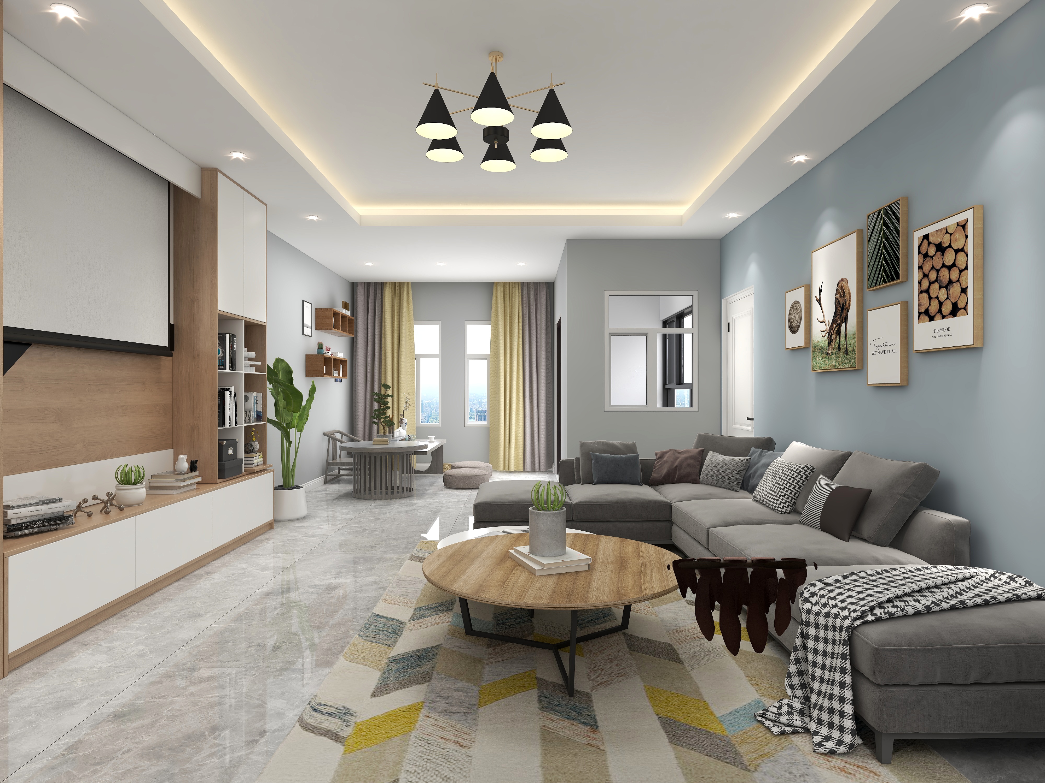 李青越-200方北欧风格三居室装修效果图