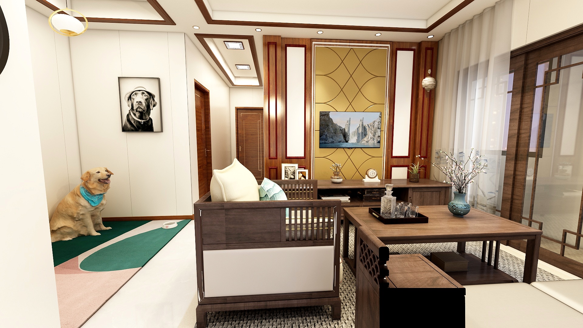 Ω清茶与酒࿐-瑞和园89.50㎡B户型3室2厅1卫-装修设计方案