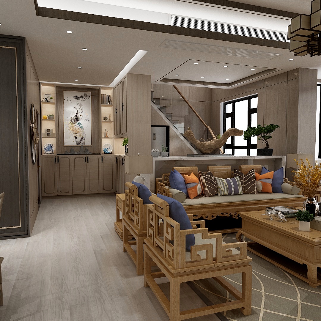 無界设计工作室-148平新中式三居装修效果图