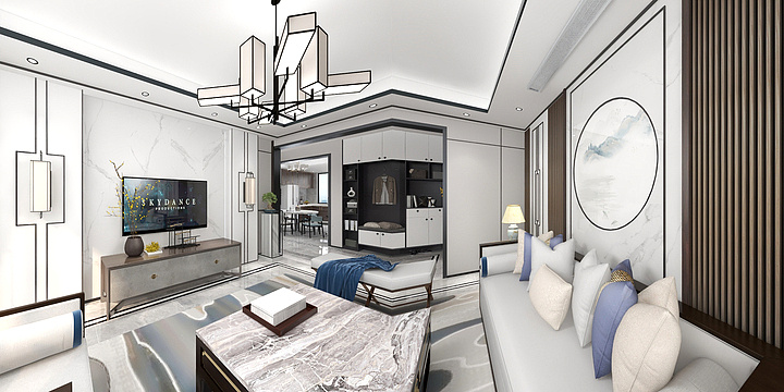 闫艺豪-新中式三室两厅户型-装修设计方案