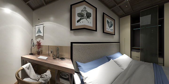 冷色系里的一抹暖色调っ-金湖家园-装修设计方案