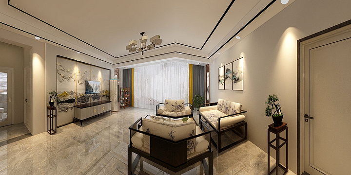 绥阳私人装修-敦盛花园4栋5栋2号户型新中式方案-装修设计方案