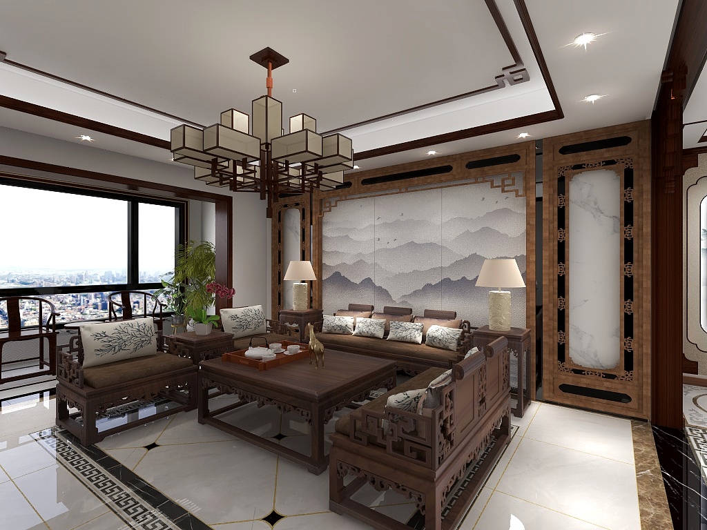 陌黎SGlz-140新中式三居室-副本-副本-装修设计方案