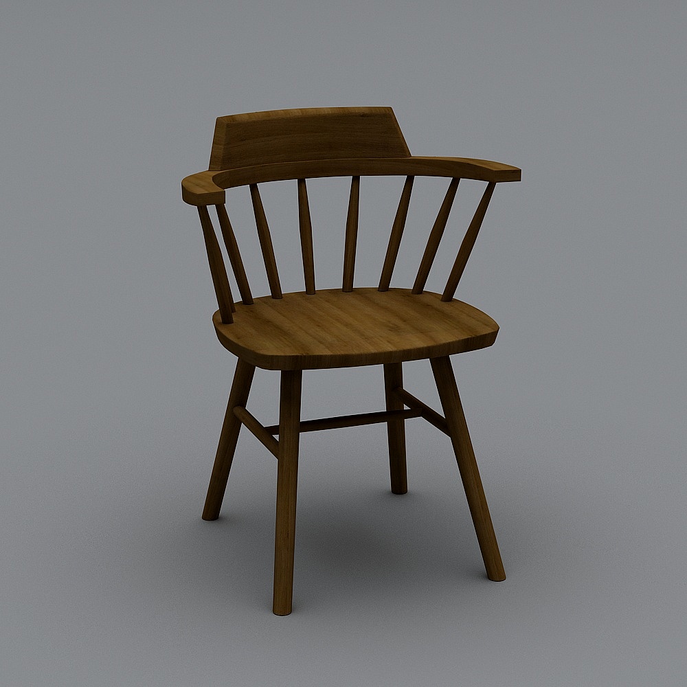 弗尼7-深色北欧-温莎圈椅-餐椅3D模型