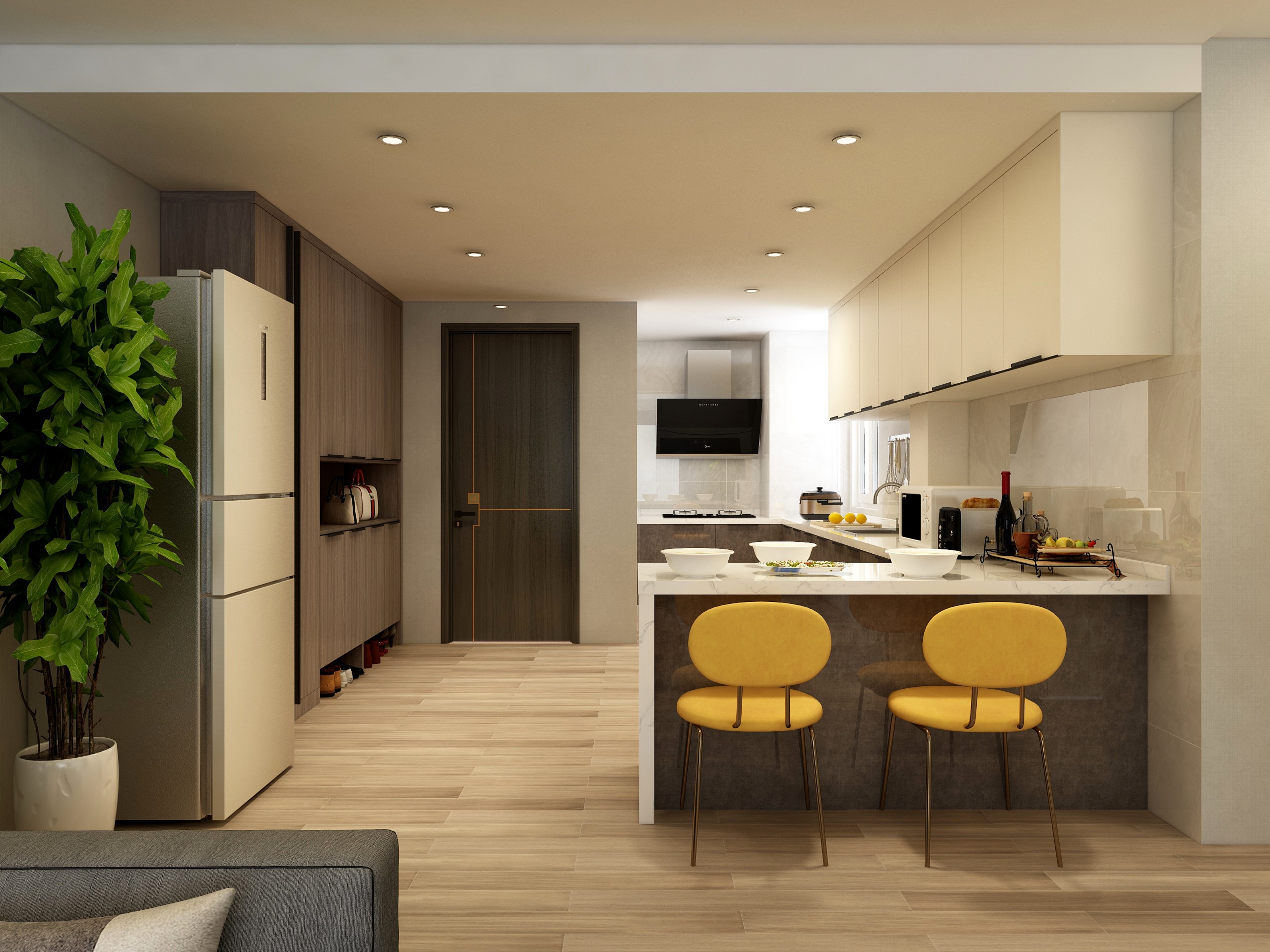 奇美大王-幸福里7-3-801拐外上下分开-装修设计方案