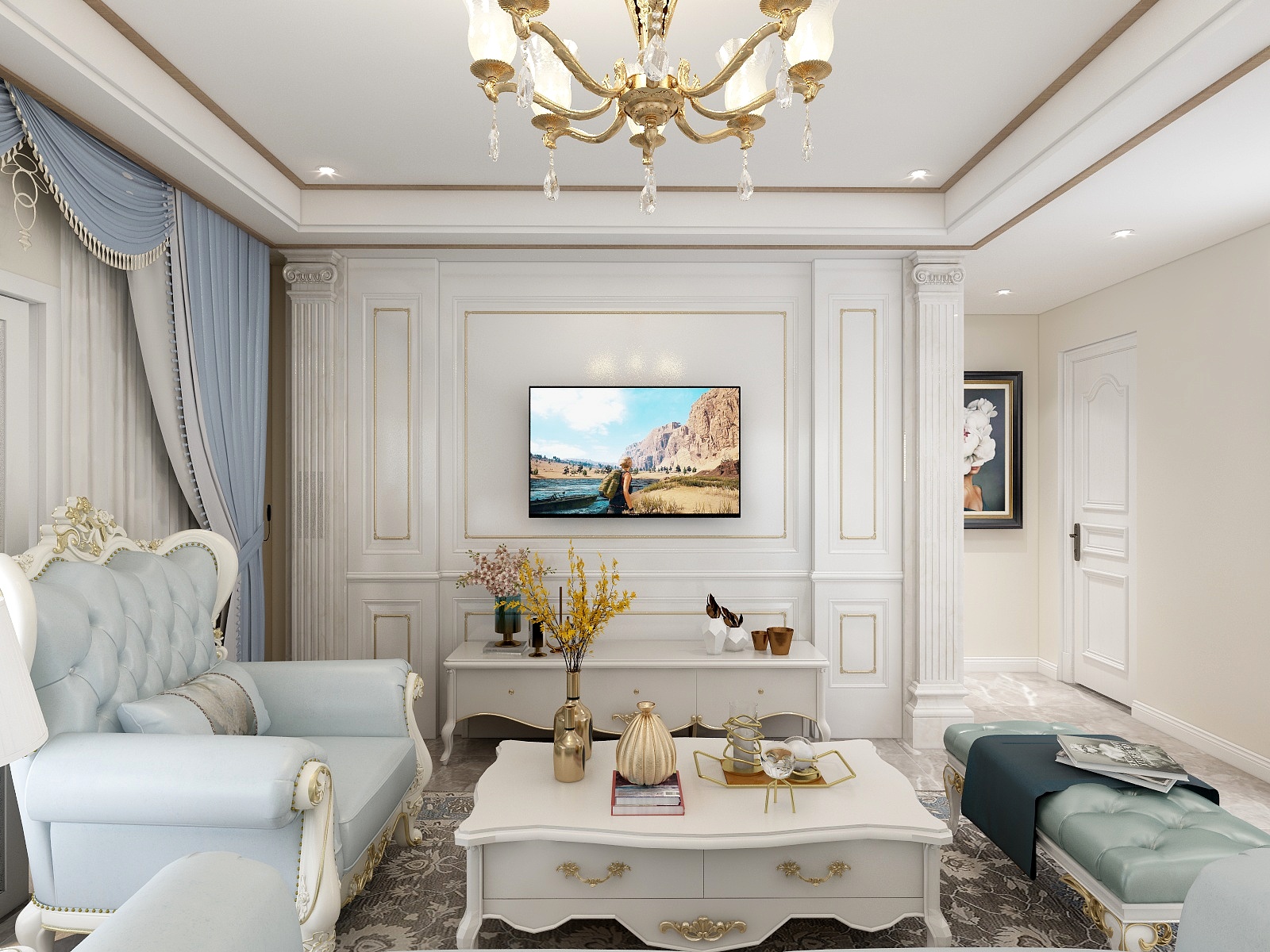 锦尚集品-134平美式三居室装修效果图