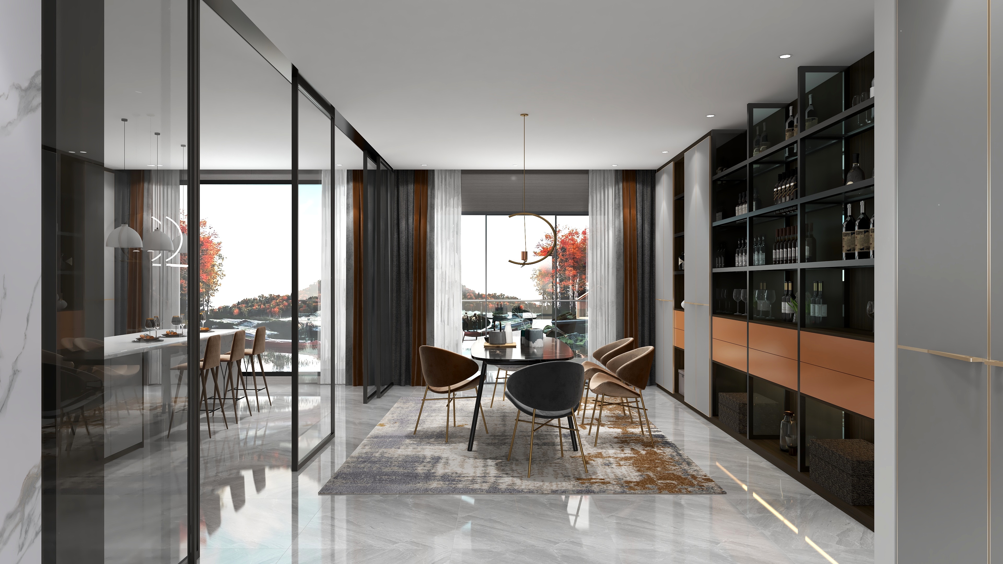 布凡设计1-意式轻奢风格《波斯顿金秋》装修效果图