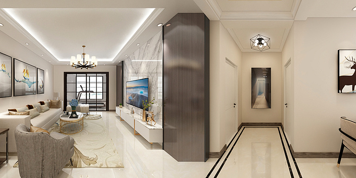 华宇印象-凤凰郡三室效果图-装修设计方案