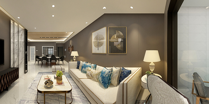 0林圆0-1-B1户型96平现代轻奢风格效果-装修设计方案