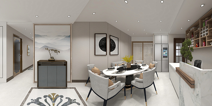 原图设计-翡翠园F2户型新中式-装修设计方案