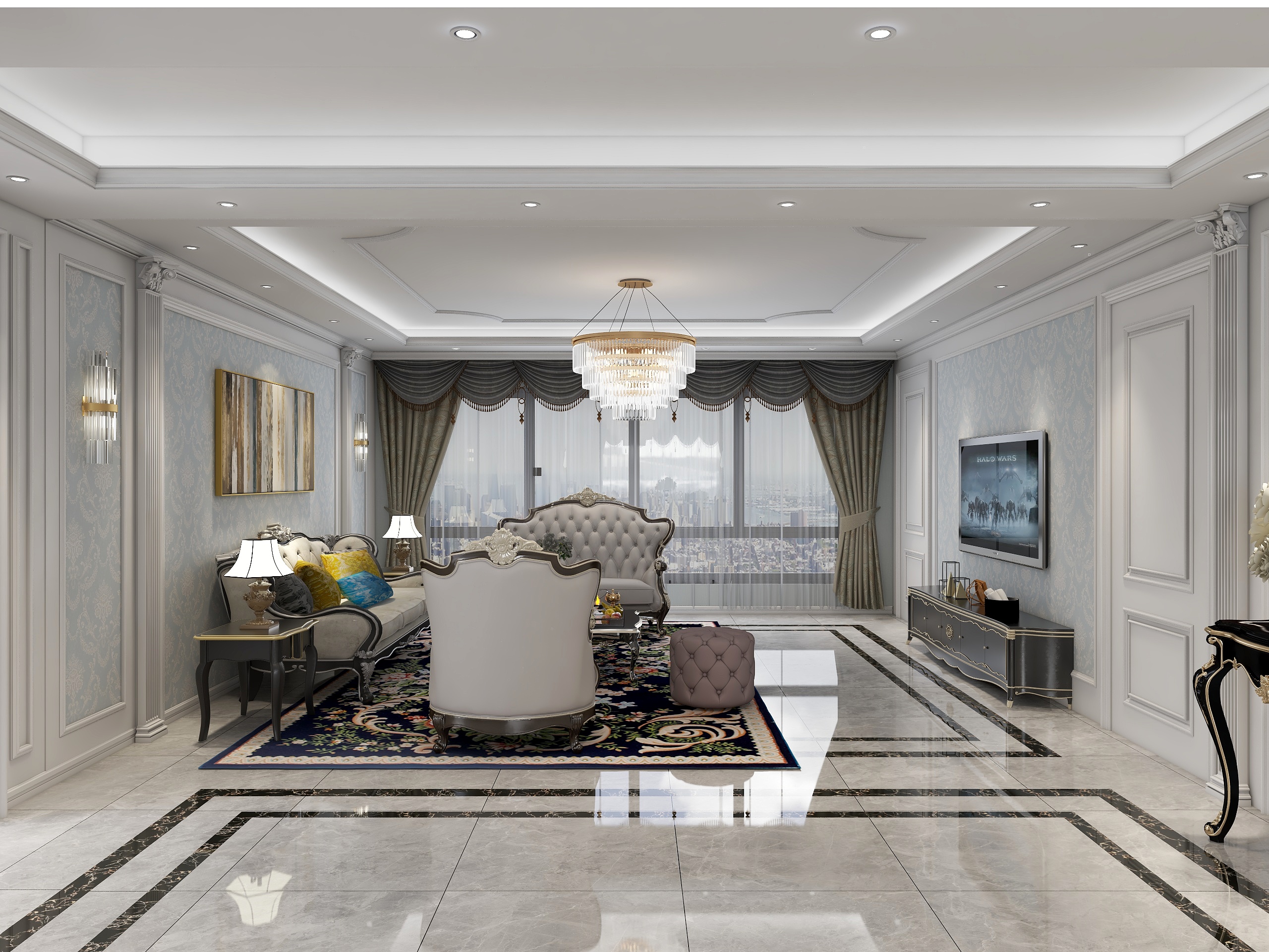 设计师张佳琪-盘龙名府简欧三居-装修设计方案