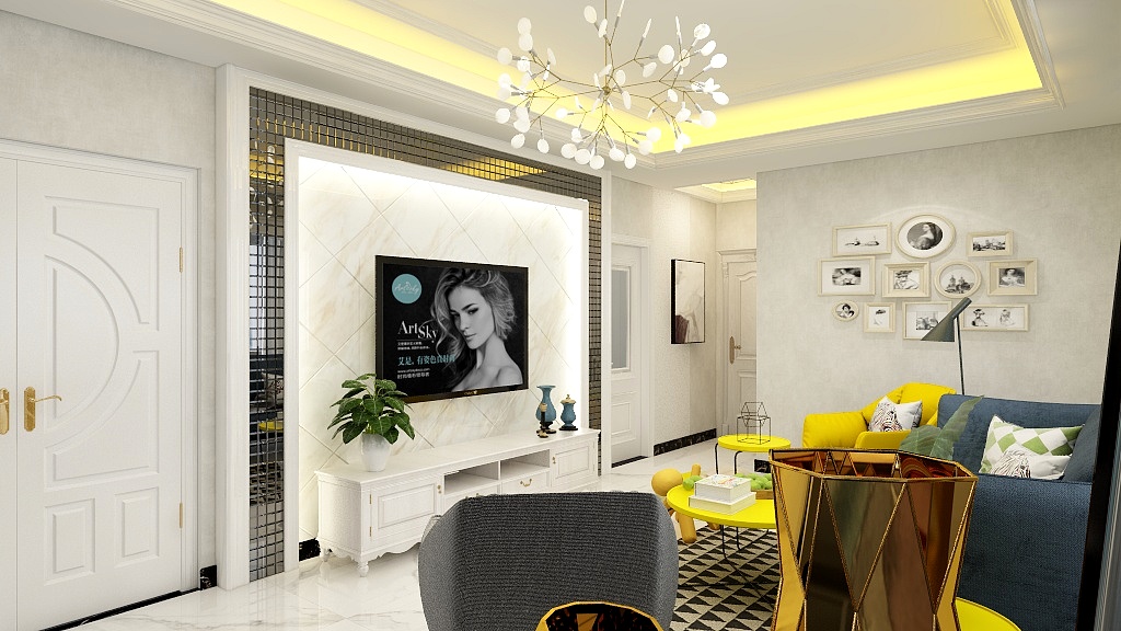 17点15-瑞和园89.50㎡B户型3室2厅1卫-装修设计方案