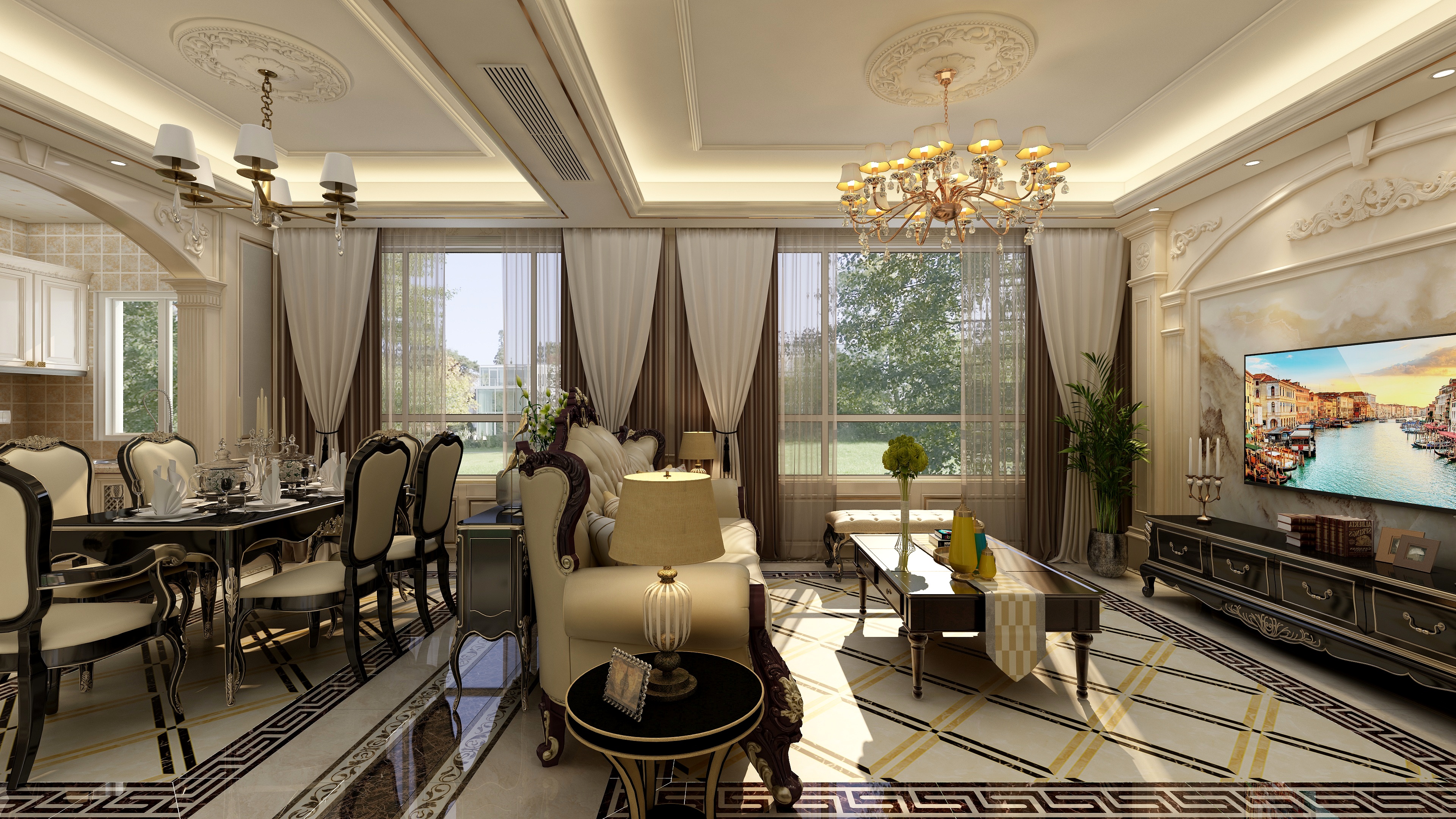 都市壹家装-金海湾-一单元D户型-欧式-装修设计方案