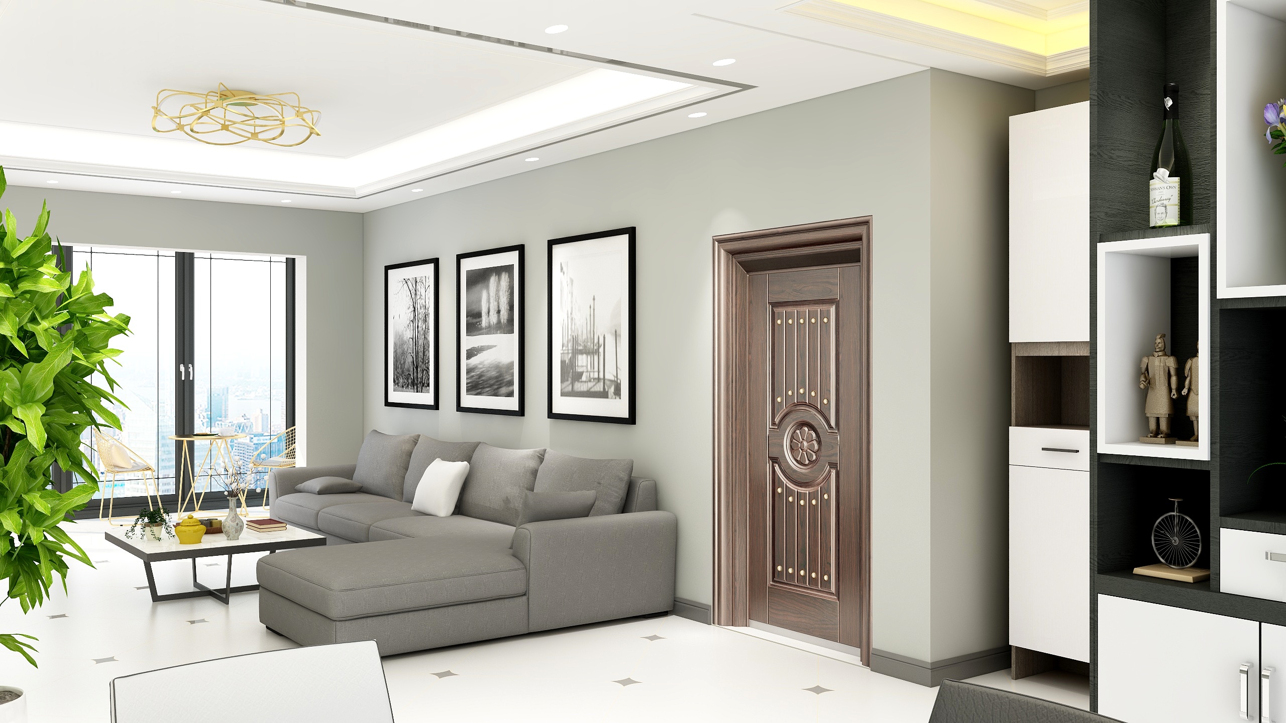 陸設計-锦鑫苑C户型-新中式风格-装修设计方案