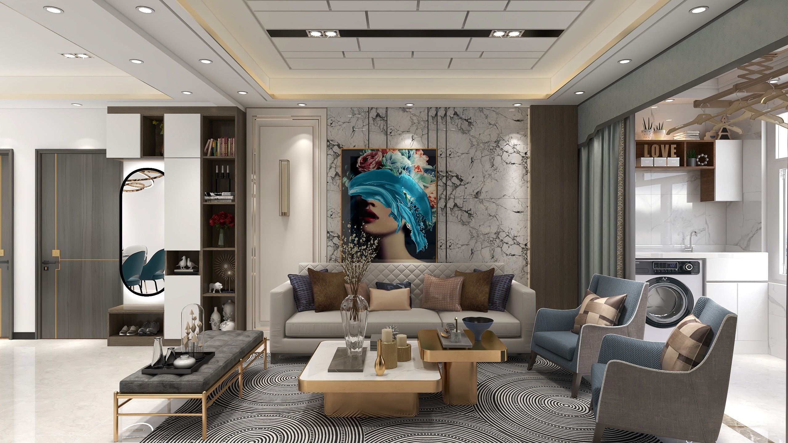 优筑设计-DLP-125方现代三居装修效果图