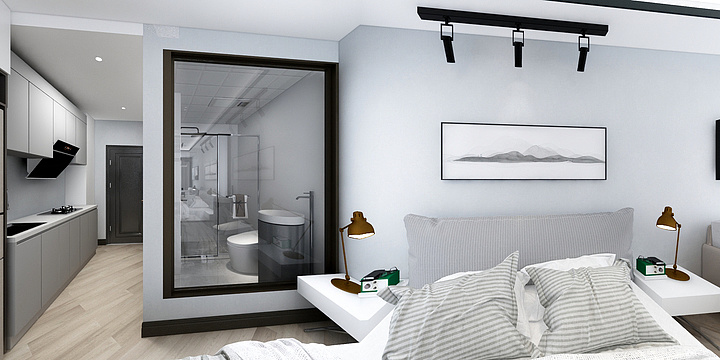 360丨全景效果图-润达公寓-现代风格-装修设计方案