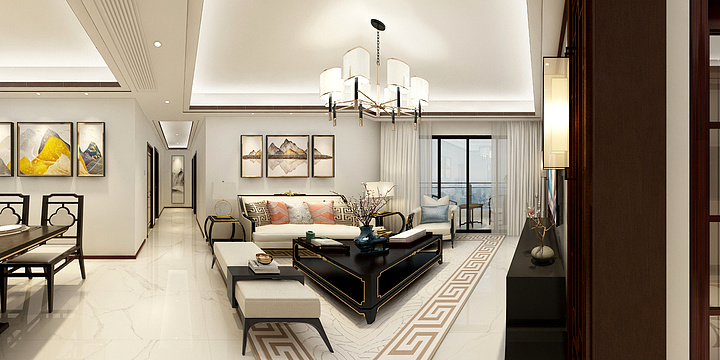 0林圆0-荣达丰园04户型-新中式风格效果方案-装修设计方案