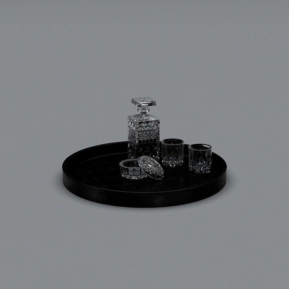 现代托盘摆件1.0-LY3D模型