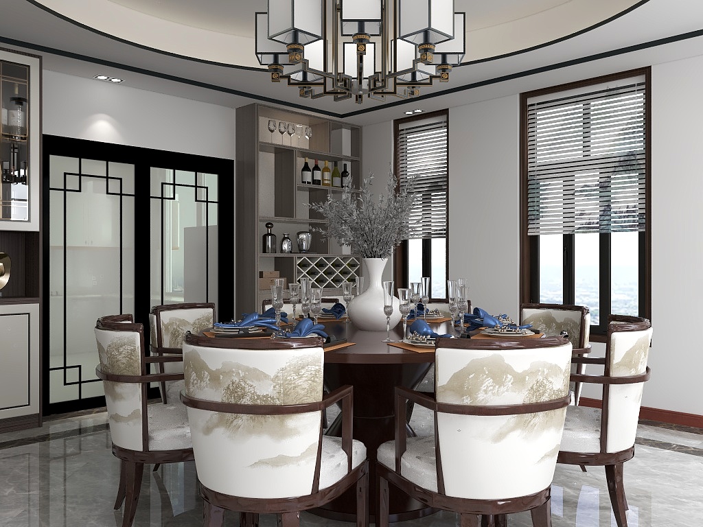 某不知名全案设计师-星耀五洲1400m²中式别墅全景-装修设计方案