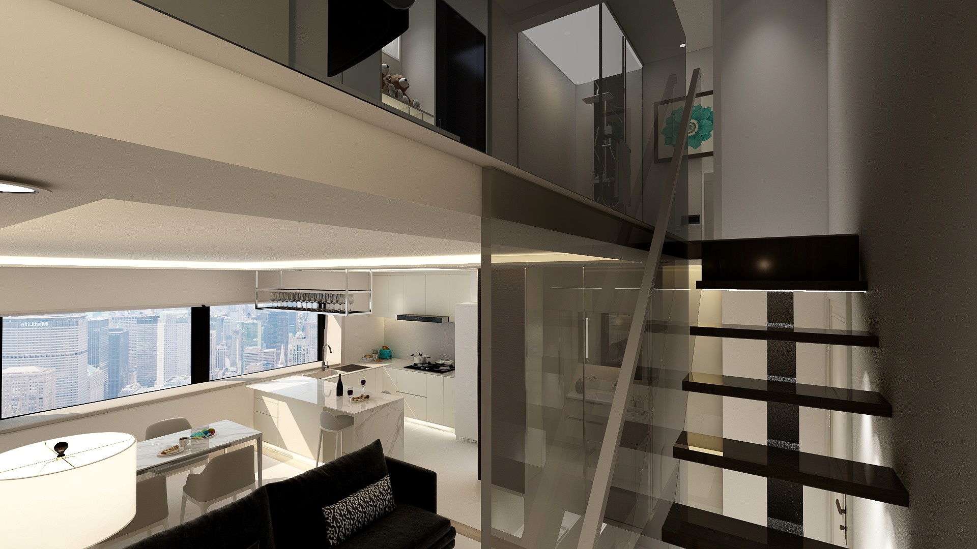 Laurense-41平米loft极简与收纳（开放式卫生间）-装修设计方案